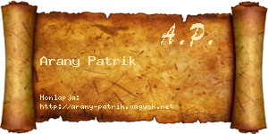 Arany Patrik névjegykártya