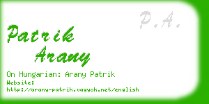 patrik arany business card